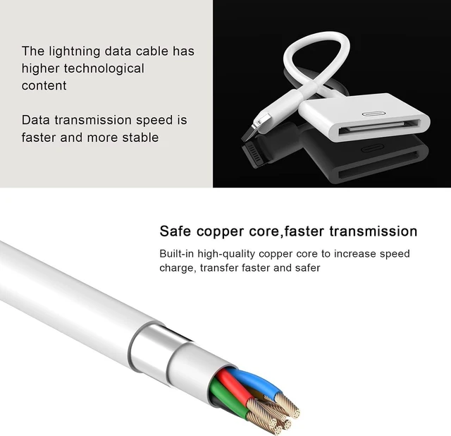 Alt view image 6 of 7 - Lightning to 30 Pin Adapter, Apple MFi Certified No Audio 8 Pin Male to 30 Pin Female Connector Converter with iPhone Lightning Charger Cable and Data Transfer Compatible iPhone 14 13 12 11 Xs X 8 7 6