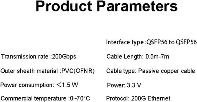 Alt view image 6 of 6 - 200G QSFP56 DAC Cable 200GBASE Passive Direct Attach Copper Twinax Cable with 0.5M 1M 2M 3 metres Jumber(3 metres)