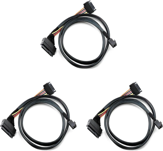 Main image of 3X Built-in 12G Mini SAS HD to U.2 36P SFF-8643 to SAS U.2 SFF-8639 Cable with 15Pin Power Supply,for U.2 SSD