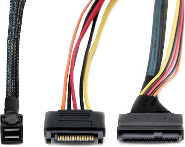 Alt view image 3 of 7 - 3X Built-in 12G Mini SAS HD to U.2 36P SFF-8643 to SAS U.2 SFF-8639 Cable with 15Pin Power Supply,for U.2 SSD