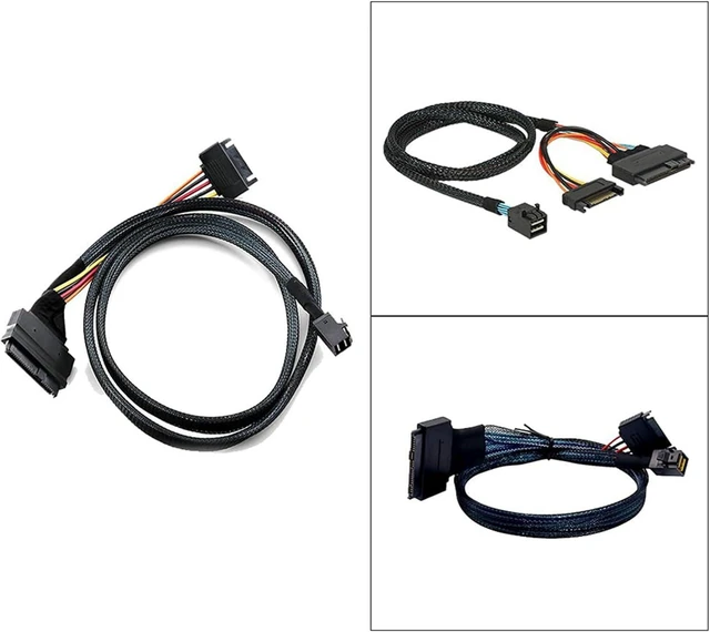 Alt view image 2 of 7 - 3X Built-in 12G Mini SAS HD to U.2 36P SFF-8643 to SAS U.2 SFF-8639 Cable with 15Pin Power Supply,for U.2 SSD