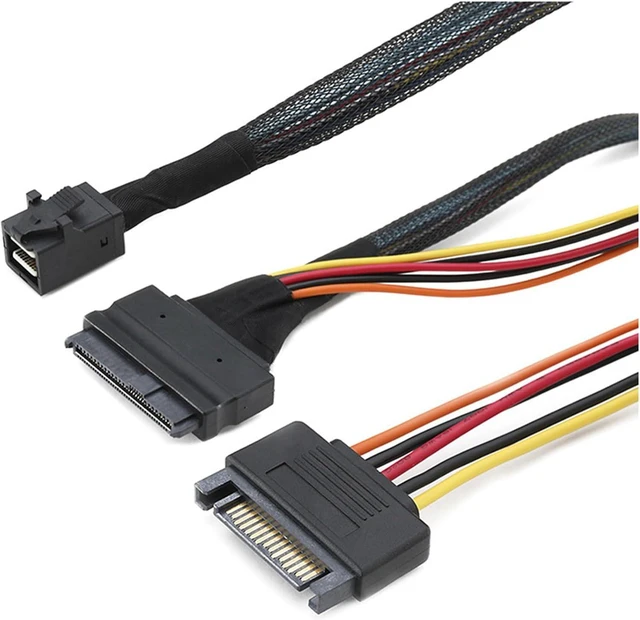 Alt view image 7 of 7 - 3X Built-in 12G Mini SAS HD to U.2 36P SFF-8643 to SAS U.2 SFF-8639 Cable with 15Pin Power Supply,for U.2 SSD