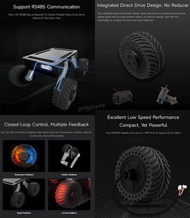 Alt view image 5 of 7 - DDSM115 Direct Drive Servo Motor Low Speed High Torque Low Noise All-in-One Design, Hub Motor