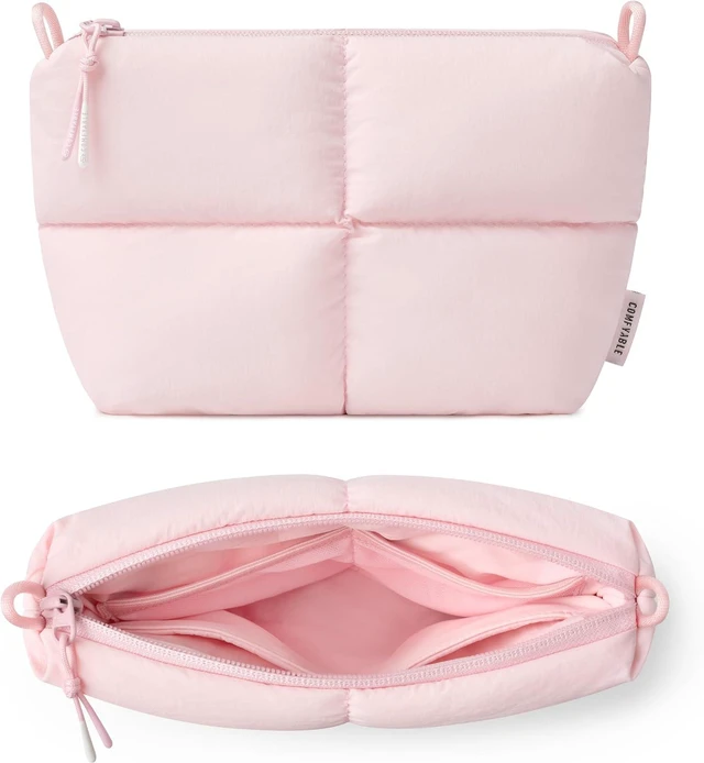 Main image of Comfyable Puffy Electronics Organizer Travel Case, Cute Tech Pouch for Women Men, Cable Storage Bag for Charger, Phone, Power Bank, Cord, Compact Tech Accessories Pouch, Light Pink