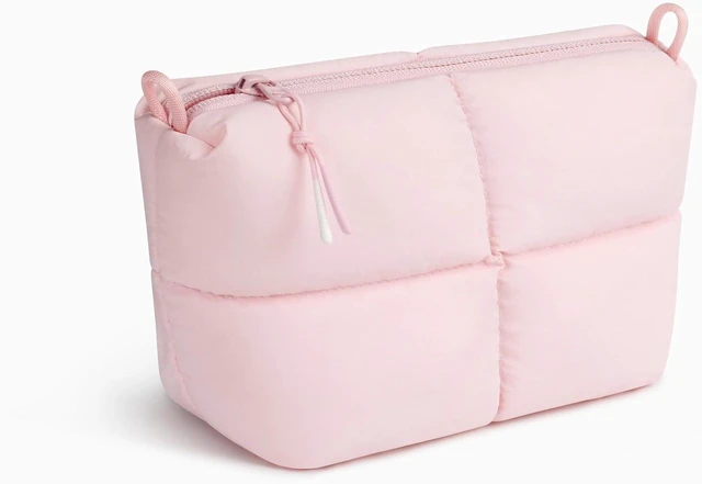 Alt view image 3 of 6 - Comfyable Puffy Electronics Organizer Travel Case, Cute Tech Pouch for Women Men, Cable Storage Bag for Charger, Phone, Power Bank, Cord, Compact Tech Accessories Pouch, Light Pink