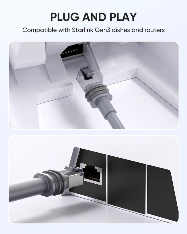 Alt view image 4 of 7 - Kuulaa Starlink Gen 3 Cable 100FT/30M, 24AWG Waterproof Starlink Generation 3, High-Speed Data Transmission for Starlink Extension Ethernet Cable V3