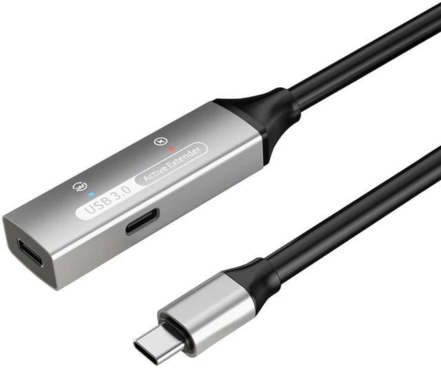Main image of PremiumCord Active USB-C Extension Cable with Repeater 5 m, USB-C Female to Male, USB 3.2 Gen 1 Super Speed 5 Gbit/s, 2X Shielded, AWG20/28, Aluminium Housing, Colour Black, Length 5 m