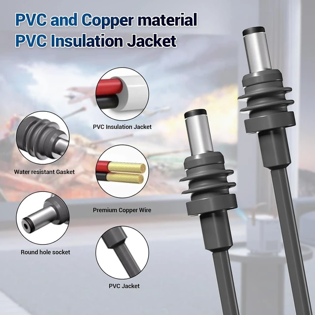 Alt view image 4 of 7 - Cable 75FT, Mini Replacement Cable for Mini DC Power Cable, Mini Cable Extension Accessories, 20AWG, Waterproof, Gray (23M/75FT)