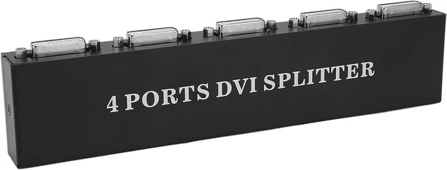 Main image of 4 Ports DVI Video Splitter, 1 in 4 Out DVI Splitter HD Lossless Distribution Video Duplicator for PC Laptop HDTV Projector (US Plug)