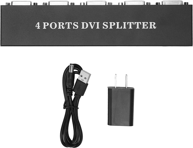 Alt view image 7 of 7 - 4 Ports DVI Video Splitter, 1 in 4 Out DVI Splitter HD Lossless Distribution Video Duplicator for PC Laptop HDTV Projector (US Plug)