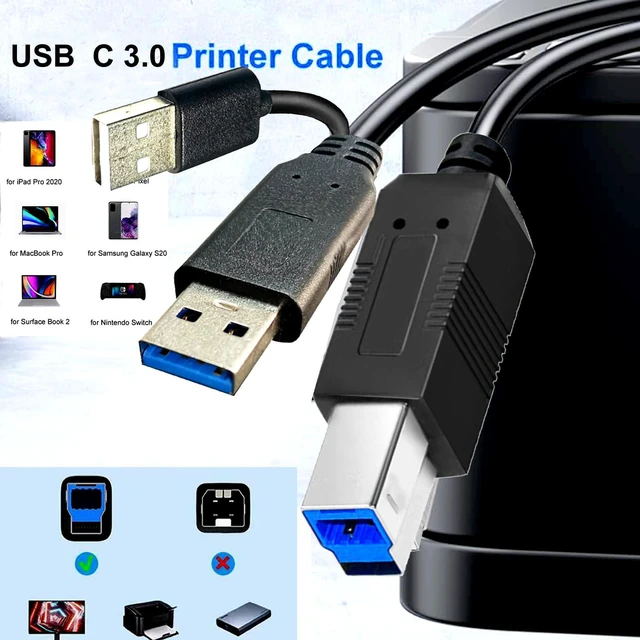 Alt view image 4 of 7 - Long USB3.0 Printer B Cable 80FT, USB-A Male to USB-B 3.0 Male Upstream Cord Compatible with Docking Station, External Hard Drivers, Scanner, Printer with Hp, Canon, Brother and More