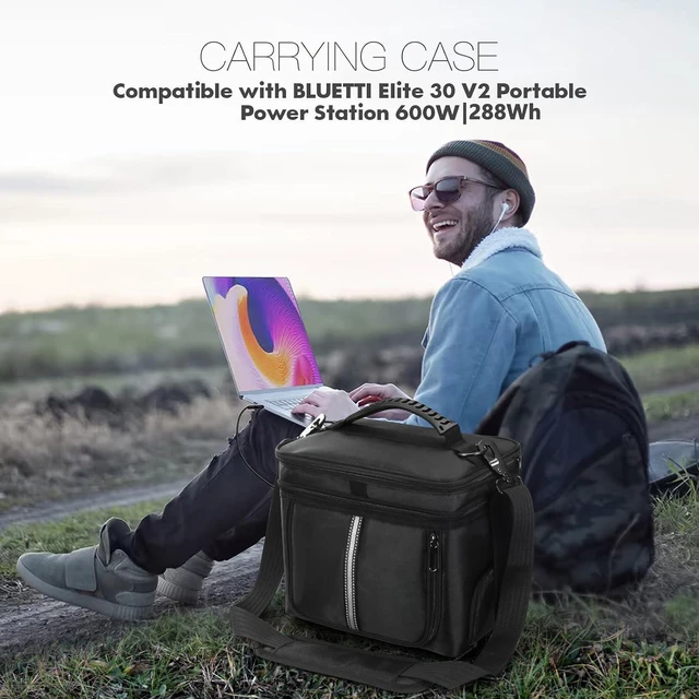 Alt view image 2 of 7 - Carrying Case Compatible with BLUETTI Elite 30 V2 Portable Power Station 600W 288Wh, Storage Bag with Pocket for Cables and Side Openings for Quick-Access and Effective Ventilation