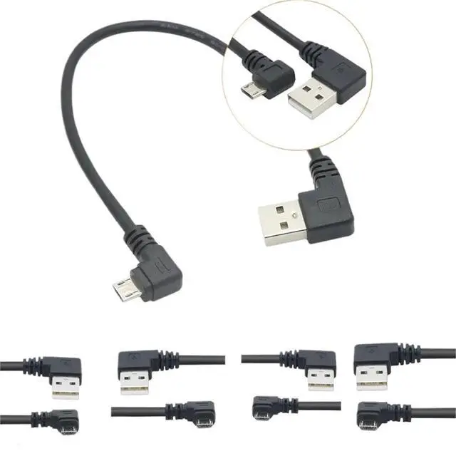 Alt view image 2 of 4 - Gold Plated Plug 25cm Short 90 Degree Left Angle USB A Male to Micro USB Male Right Angle Data Power Cable(1m,Right)