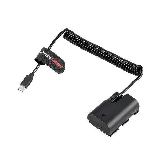Alt view image 6 of 7 - Alvin's Cables USB-C Type-c to LP-E6P Dummy Battery Power Coiled Cable for Canon EOS R5/R6 Mark ll/R6/R7/R Camera