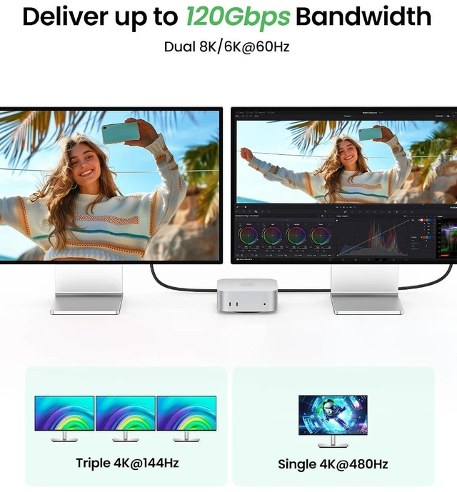 Alt view image 3 of 7 - Fitee Thunderbolt 5 Cable 6FT Compatible, 80Gbps(6GB/s) Nylon Braided USB4 Cable, 120Gbps Video Bandwidth, Single 8K@120Hz, Dual 6K@60Hz, 4K@240Hz, PD3.1 240W for MacBook Pro, Mac mini, PSSD, Display