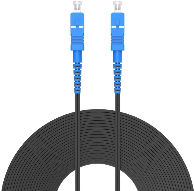 Main image of SC/UPC to SC/UPC Fiber Optic Internet Cable, Outdoor Armored Single Mode Simplex - 9/125m FTTH Jumper Optical Patch Cord 1 Steel Wire+2 FRP Strength Member LSZH Black(150Meter/492ft)