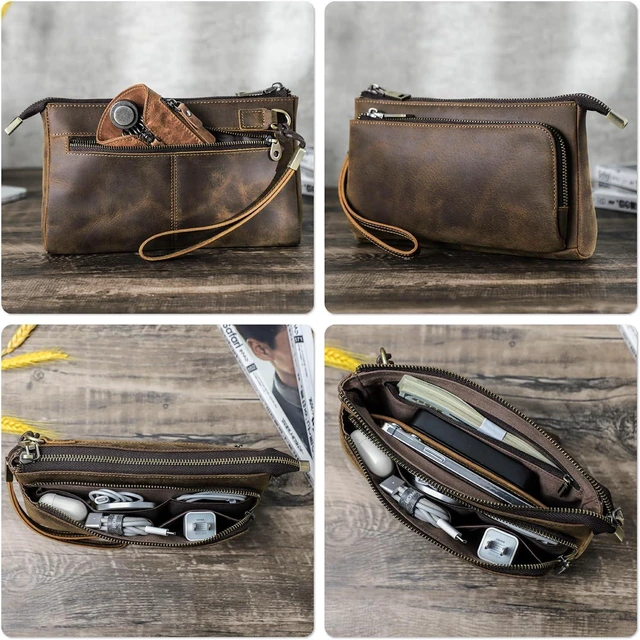 Alt view image 5 of 7 - Top Grain Leather Text Custom Electronic Organizer Zipper Bag Tech Pouch, Handmade, Portable Compact Travel Storage Cases for Phone, USB Cables, Power Banks, Chargers, Hard Drive