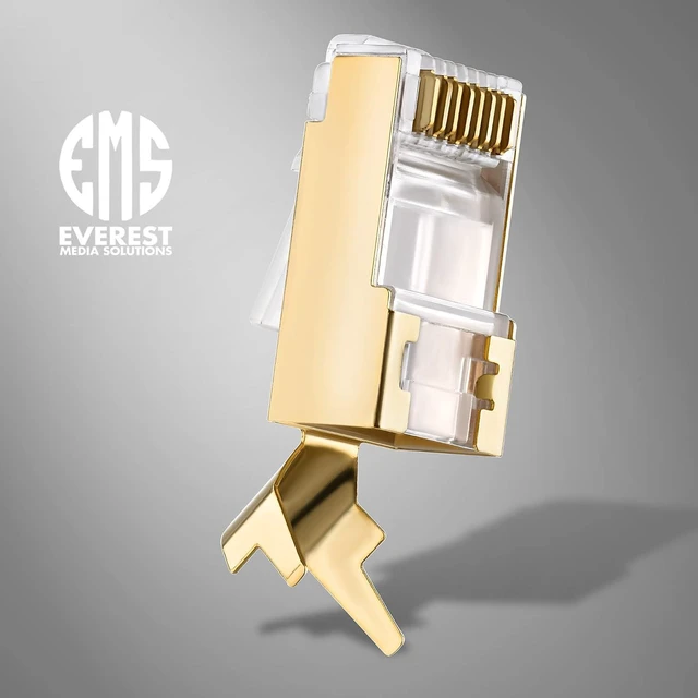 Alt view image 6 of 7 - Everest Media Solutions RJ45 Cat7 & Cat6A Pass Through connectors - 30 Pcs, 50UM Gold Plated Shielded FTP/STP External Ground for 23 ,22 AWG Network Cable