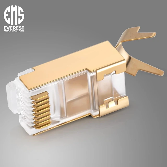 Alt view image 7 of 7 - Everest Media Solutions RJ45 Cat7 & Cat6A Pass Through connectors - 30 Pcs, 50UM Gold Plated Shielded FTP/STP External Ground for 23 ,22 AWG Network Cable