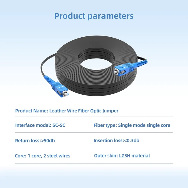 Alt view image 2 of 7 - SC/UPC to SC/UPC Fiber Optic Internet Cable, Outdoor Armored Single Mode Simplex - 9/125m FTTH Jumper Optical Patch Cord 1 Steel Wire+2 FRP Strength Member LSZH Black(150Meter/492ft)