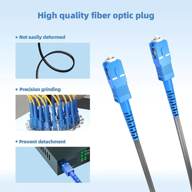 Alt view image 3 of 7 - SC/UPC to SC/UPC Fiber Optic Internet Cable, Outdoor Armored Single Mode Simplex - 9/125m FTTH Jumper Optical Patch Cord 1 Steel Wire+2 FRP Strength Member LSZH Black(150Meter/492ft)