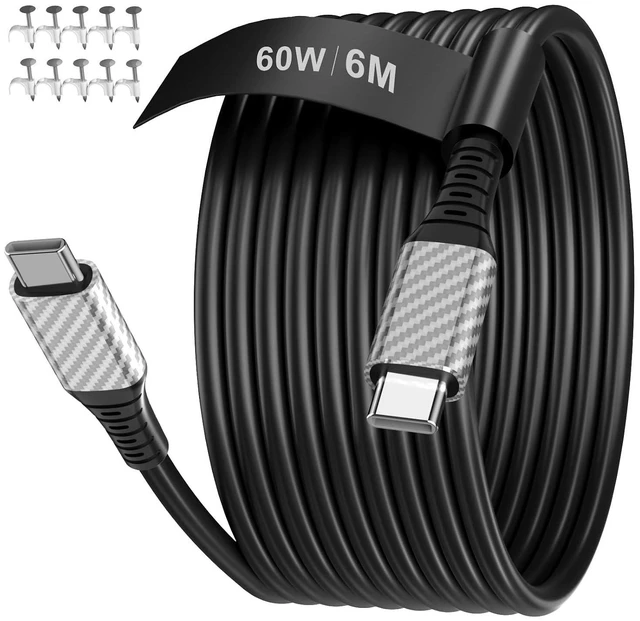 Main image of 20ft USB C Cable,60W Extra Long USBC to USBC Fast Charging Cable for iPhone 17 Type C Charger Cord for iPhone 16 15 Pro Max/MacBook Pro Air iPad/Samsung S25 S24 Ultra S23 Security Cameras/Switch,Black