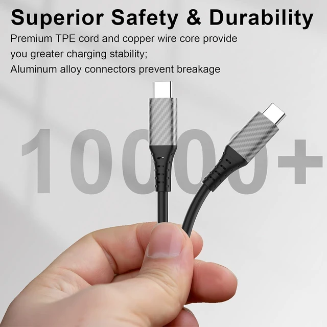 Alt view image 6 of 7 - 20ft USB C Cable,60W Extra Long USBC to USBC Fast Charging Cable for iPhone 17 Type C Charger Cord for iPhone 16 15 Pro Max/MacBook Pro Air iPad/Samsung S25 S24 Ultra S23 Security Cameras/Switch,Black