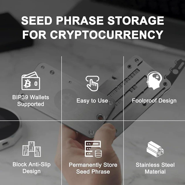Alt view image 5 of 7 - Crypto for BIP39 Wallet Compatible 24 Words Seed Phrase Storage,Secure Bitcoin Wallet, Private Key Recovery Cold Storage Backup