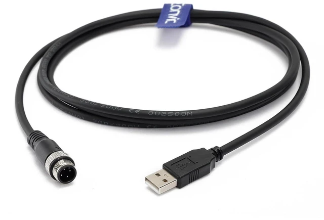 Main image of Industrial M12 4 Pin A Code Male to USB 2.0 Male Data Connection Cable High Flex Shielded Moulded IP67 Waterproof Cable 3M