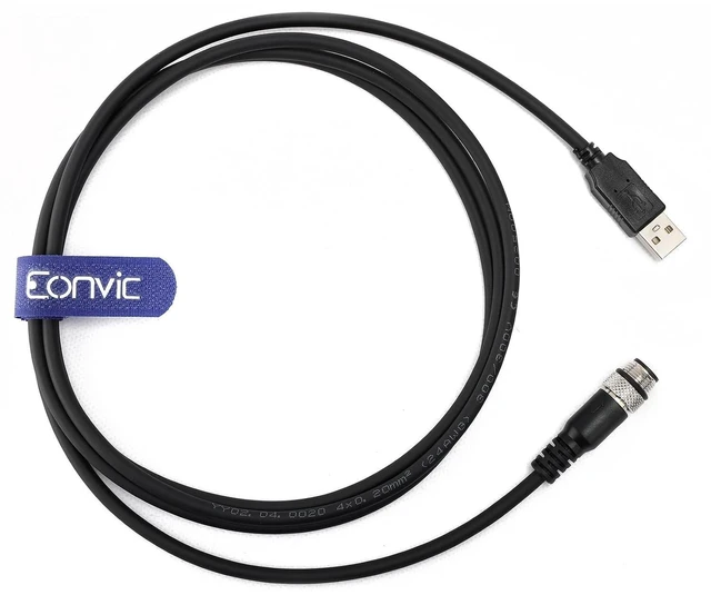 Alt view image 3 of 4 - Industrial M12 4 Pin A Code Male to USB 2.0 Male Data Connection Cable High Flex Shielded Moulded IP67 Waterproof Cable 3M