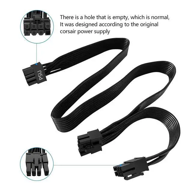 Alt view image 2 of 4 - RM1000e RM850e RM750e PCI-E 8Pin 6+2Pin V/GA GPU Power Cable for TY>pe 3&4 Modular PSU 18AWG 60+20CM