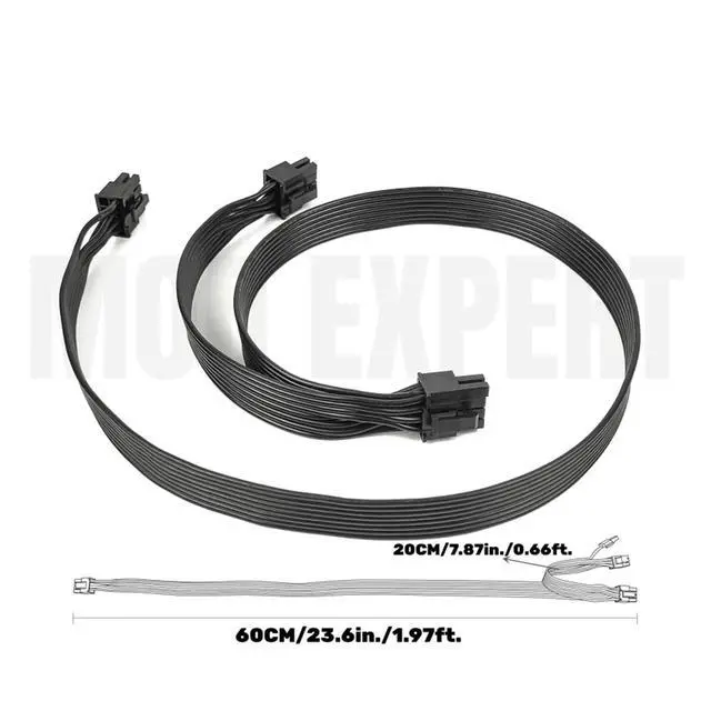 Alt view image 3 of 4 - RM1000e RM850e RM750e PCI-E 8Pin 6+2Pin V/GA GPU Power Cable for TY>pe 3&4 Modular PSU 18AWG 60+20CM