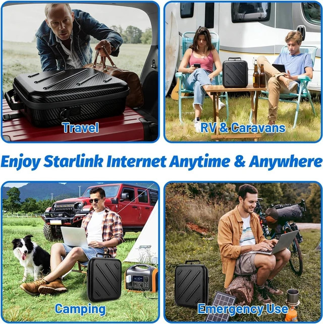 Alt view image 4 of 7 - Starlink Mini Case for Starlink, Hard Waterproof Travel Case with Accessory Storage Space for Mount, Cable, Power Supply, Kickstand&Pipe Adaptor (Ultra Light)