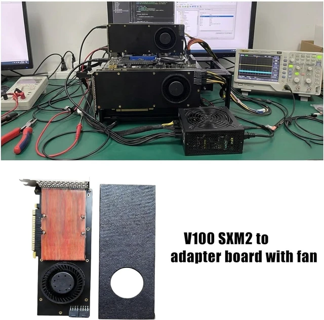 Alt view image 2 of 7 - V100 SXM2 GPU to Standard PCIe Adapter Board with Builts in Fan for High Computing