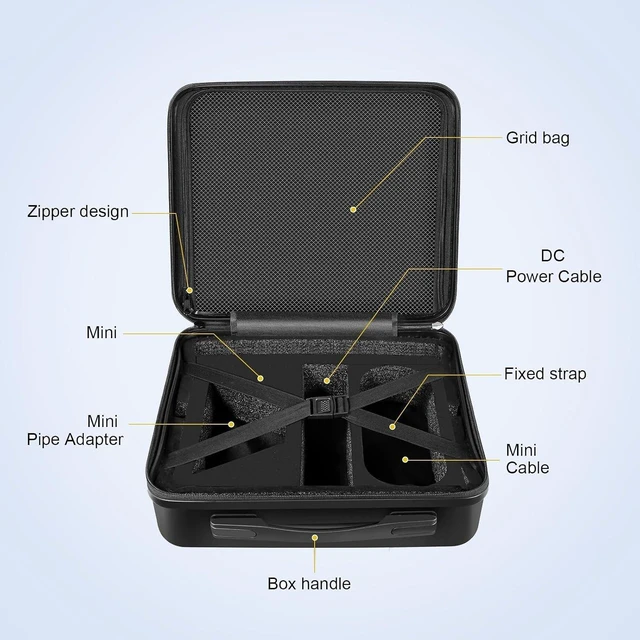 Alt view image 6 of 7 - Mini Travel Case, Waterproof Hard Shell Mini Accessories Storage Case, Carrying Bag for Satellite, Portable Box for Kickstand, Power Supply, Pipe Adapter, Cables
