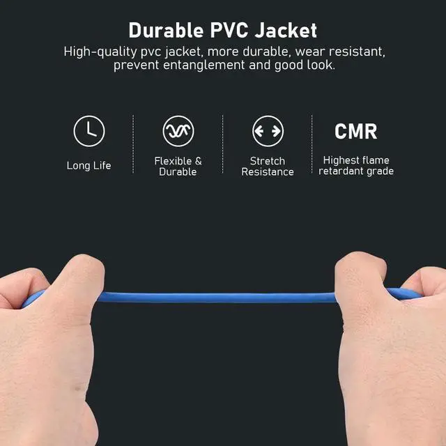 Alt view image 7 of 7 - PrimeCables Ethernet Bulk Cable Cat6 CMR-Rated 500ft - Solid, Splineless Network Internet Cord 23AWG UTP,Pure Bare Copper Wire Blue