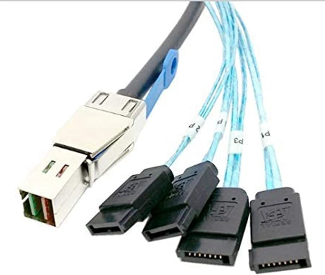 Alt view image 4 of 6 - 4X Mini SAS HD SFF-8644 to 4 X SATA 7Pin Hard Disk Cable 12Gbps Server External Hard Disk High-Speed Cable 3.33TF/1M
