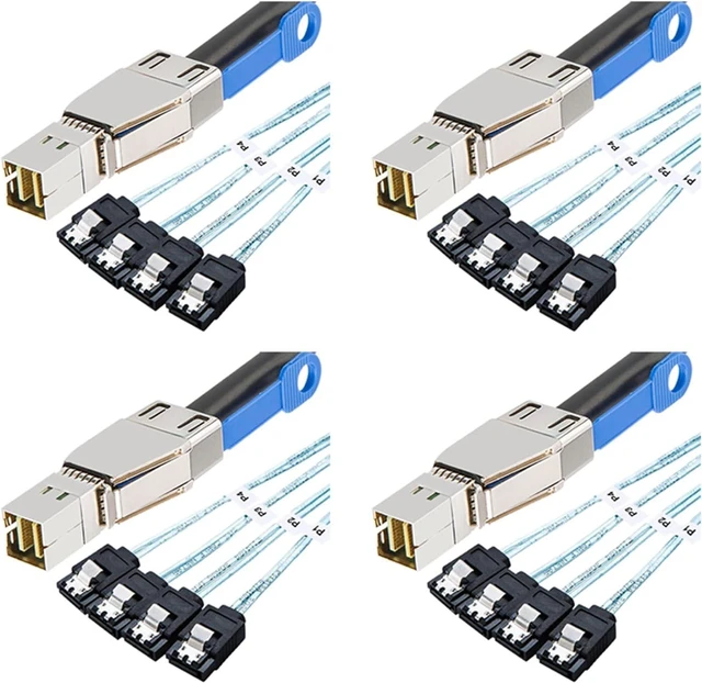 Main image of 4X Mini SAS HD SFF-8644 to 4 X SATA 7Pin Hard Disk Cable 12Gbps Server External Hard Disk High-Speed Cable 3.33TF/1M