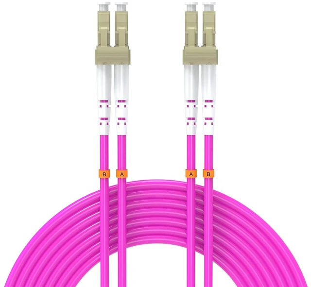 Main image of 35Meters 115ft LC/UPC-LC/UPC 10GB/40GB Multi-Mode Fiber Optic Cable LC to LC OM4 LC-LC 10/40Gigabit Jumper Optical Patch Cord Duplex 50/125um Purple Pink