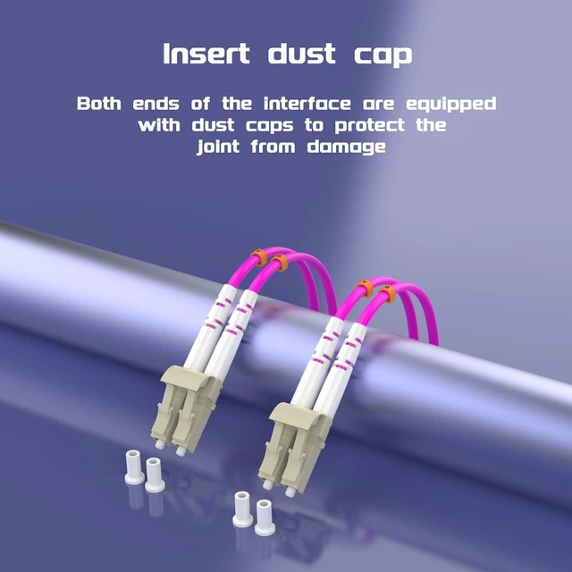 Alt view image 3 of 7 - 35Meters 115ft LC/UPC-LC/UPC 10GB/40GB Multi-Mode Fiber Optic Cable LC to LC OM4 LC-LC 10/40Gigabit Jumper Optical Patch Cord Duplex 50/125um Purple Pink