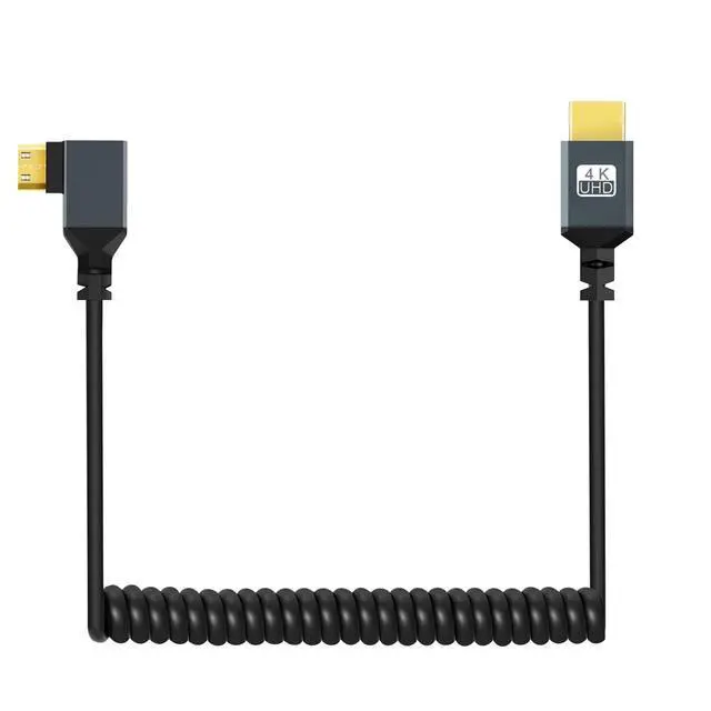 Alt view image 7 of 7 - Twozoh 90° Degree Coiled Mini HDMI to HDMI Cable, Right Angled Mini HDMI to HDMI Coiled Cable Support 4K/3D 1080p Extend up to 1.5M / 5FT