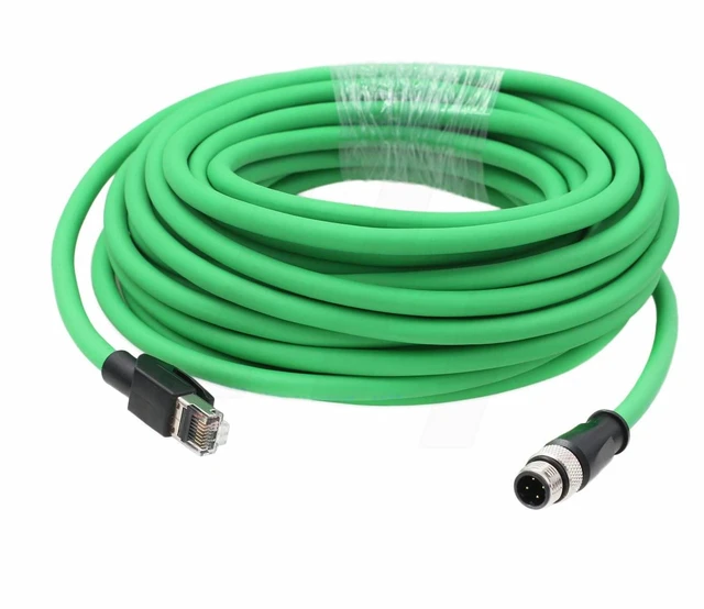Alt view image 2 of 6 - HangTon M12 4 Pin D Coded to RJ45 Ethernet Cable for Sick Datalogic Sensor Barcode Reader Scanner Cat5e Network PoE Power 20m