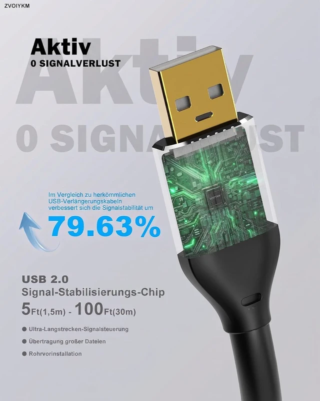 Alt view image 7 of 7 - USB A to USB B 2.0 Printer Cable 50ft/15m with Built-in Chip - 480Mbps High-Speed, Long Type B 2.0 Printer Cable for HP, Canon, Brother, Samsung, Dell, Epson, Lexmark, Xerox, and More