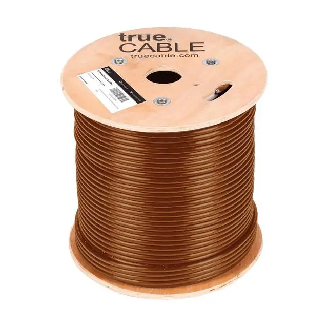 Alt view image 3 of 4 - TRUE CABLE Cat6A Direct Burial Bulk Ethernet Cable, 500ft, Brown, Waterproof, Outdoor Rated OSP, 23AWG Solid Bare Copper, 750MHz, PoE++ 100W, Unshielded UTP