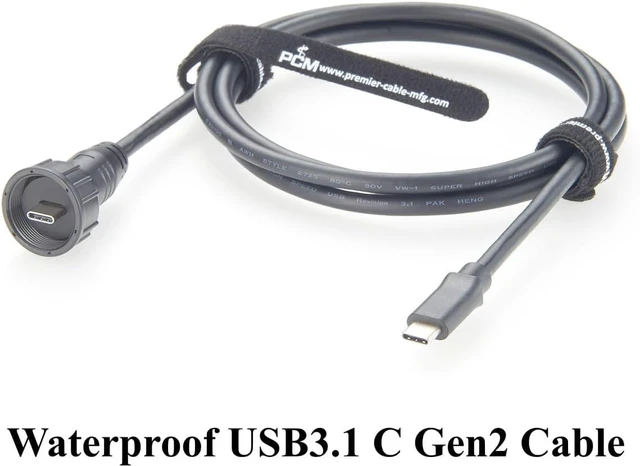 Alt view image 5 of 6 - IP67 Waterproof USB 3.1 Type C Male to Male Extension Cable 10Gbps USB 3.1 Gen2 C Threaded Fixed Recessed Cable for Data Transfer & Charging, Control Panels, Embedded PC(1.5M/4.92FT)