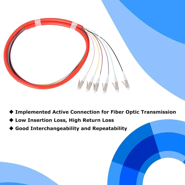 Alt view image 2 of 6 - 6 Strand LC/OM1 Fiber Optic Pigtail 1.2m LC-UPC Mulitmode Fiber Pigtail for Networks Communication System, 4 Packs