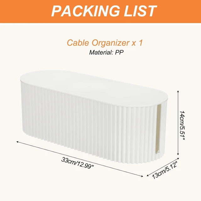 Alt view image 2 of 6 - YOKIVE Cable Management Box, Cord Hider Organizer Decorative Strip Storage Box Desk Accessories for TV Computer Cords Home, Office, White, Large