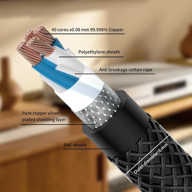 Alt view image 4 of 7 - Viborg HiFi USB 2.0 Cable Type A to Type B (Male - Male) 6.6FT/2M Printer Scanner Data Sync Cable Digital Audio Cord for DAC