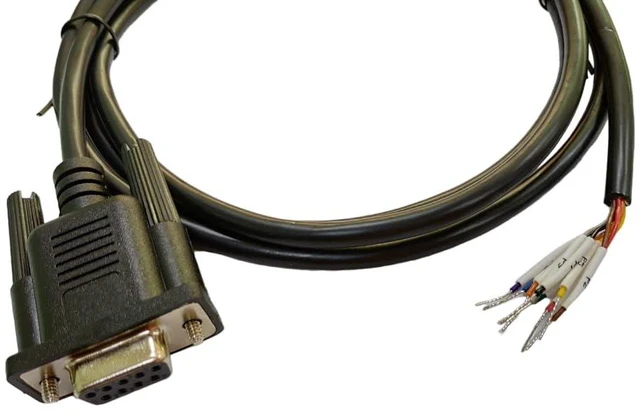 Alt view image 4 of 5 - com Best Industrial Serial DB9 D-Sub 9 Pin RS232 Serial Cable with Bare Wire - 28 AWG with Black PVC Jacket (Female, 25 Feet)