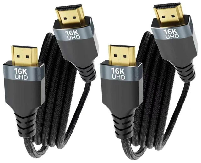 Main image of 2-Pack Long HDMI 2.1/2.2 Cables 2M (6FT),48/96Gbps High Speed,16K@60Hz,8K@120Hz,4K@240/480Hz,eARC, Dolby Atmos,Dolby Vision,HDR10+,VRR,Compatible with PS5/PS4,Xbox,UHD TV,Monitor,Projector,